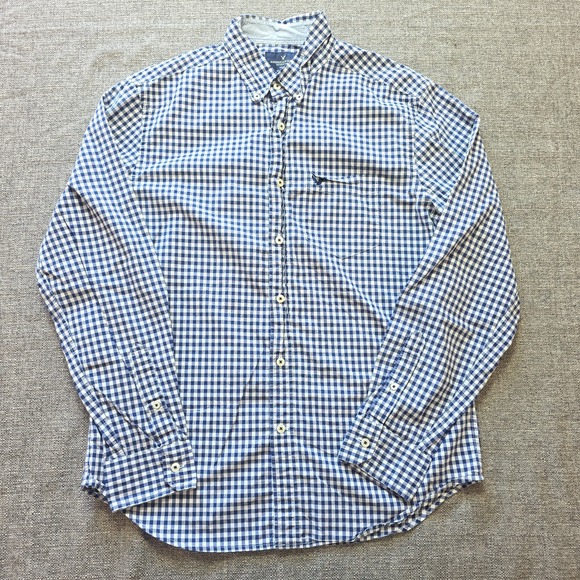 American Eagle Outfitters Other - American Eagle Outfitters Button-Down Shirt Men L Long Sleeve Gingham Blue White